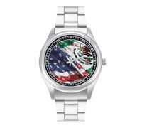 A-mericans - Orologio da polso da uomo, con stampa di bandiera del Messico, analogico, al quarzo, stile casual