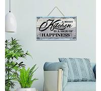 A Messy Kitchen Is Sign of Happiness Country Wall Decor Signs Inspirational Established Cartello in legno positivo Wall Art Targa in legno decorazione per la casa per camera da letto dispensa 15,4 x