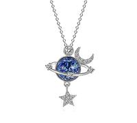 A Mia Figlia Moon & Stars Planet Collana,Sei La Stella più Speciale Dell'universo,Collana con Ciondolo con Diamanti E Ciondoli alla Moda,Bellissimo Regalo per La Figlia Adorabile (Silver)