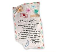 "A Mia Figlia..." Plaid Personalizzato con Dedica Speciale coperta in Pile Idea Regalo Compleanno Natale Laurea letto Caldo Divano Decorazione casa Amore Famiglia Da Mamma Papà 2 (130x180cm)