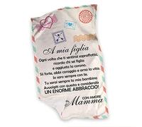 "A Mia Figlia..." Plaid Personalizzato con Dedica Speciale coperta in Pile Idea Regalo Compleanno Natale Laurea letto Caldo Divano Decorazione casa Amore Famiglia Da Mamma Papà 1 (100x180cm)