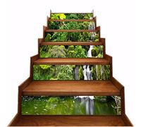 A.Monamour 6 Pezzi Adesivi per Scale Alzate Gradini Autoadesiva 3D Foresta Di Montagna Alberi Cascata Natura Vinile PVC Adesivo Pellicola Scala Scalini Poster Stickers Decalcomania Muro Murale