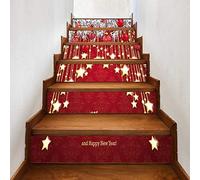 A.Monamour 6 Pezzi Adesivi per Scale Alzate Gradini Autoadesiva 3D Sfondo Rosso Palline Stelle Addobbi Natalizi Vinile PVC Adesivo Pellicola Scala Scalini Poster Stickers Decalcomania Muro Murale