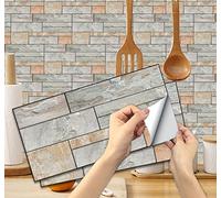 A.Monamour Adesivi per Piastrelle da Parete Adesivi per Mattonelle Autoadesivo Mosaico Stile Marmo Pietra Effetto 3D Impermeabile PVC Decorazione Murale per Cucina Bagno Lavanderia 15cmx30cm