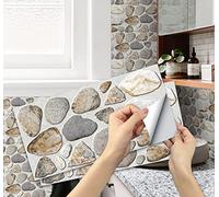 A.Monamour Adesivi per Piastrelle da Parete Adesivi per Mattonelle Autoadesivo Mosaico Stile Marmo Pietra Effetto 3D Impermeabile PVC Decorazione Murale per Cucina Bagno Lavanderia 15cmx30cm