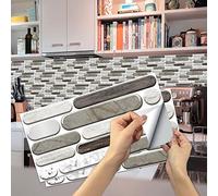 A.Monamour Adesivi per Piastrelle da Parete Adesivi per Mattonelle Autoadesivo Mosaico Stile Marmo Pietra Mattone Effetto 3D Impermeabile PVC Decorazione Murale per Cucina Bagno Lavanderia 15cmx30cm