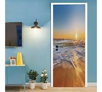 A.Monamour Adesivo Porta Autoadesiva 3D Alba E Oceano Atlantico Nel Paesaggio Naturale Della Repubblica Dominicana Vinile PVC Adesivi per Porte Interne Pellicola Adesiva Poster Sticker Murale Parete