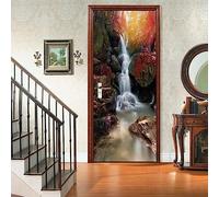A.Monamour Adesivo Porta Autoadesiva 3D Cascata Della Foresta Profonda Nel Paesaggio Della Natura Di Nakornnayok Thailandia Vinile PVC Adesivi per Porte Interne Pellicola Adesiva Poster 85x200cm