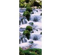 A.Monamour Adesivo Porta Autoadesiva 3D Cascata Di Fiume Di Montagna Tra Pietre Paesaggio Naturale Vinile PVC Adesivi per Porte Interne Pellicola Adesiva Poster Sticker Murale Parete Carta da Parati