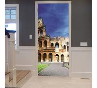 A.Monamour Adesivo Porta Autoadesiva 3D Colosseo A Roma Italia Vinile PVC Adesivi per Porte Interne Pellicola Adesiva Poster Sticker Murale Parete Carta da Parati
