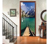 A.Monamour Adesivo Porta Autoadesiva 3D Lago Di Braies Nelle Alpi Dolomitiche Italia Paesaggio Naturale Vinile PVC Adesivi per Porte Interne Pellicola Poster Sticker Murale Parete Carta da Parati