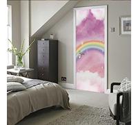 A.Monamour Adesivo Porta Autoadesiva 3D Paesaggio Del Cielo Con Arcobaleno E Nuvole Bianche Vinile PVC Adesivi per Porte Interne Pellicola Adesiva Poster Sticker Murale Parete Carta da Parati 90x200cm
