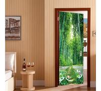 A.Monamour Adesivo Porta Autoadesiva 3D Paesaggio Naturale Del Sentiero Nel Bosco Di Bambù Verde Vinile PVC Adesivi per Porte Interne Pellicola Adesiva Poster Sticker Murale Parete Carta da Parati