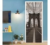 A.Monamour Adesivo Porta Autoadesiva 3D Ponte Di Brooklyn A New York Vinile PVC Adesivi per Porte Interne Pellicola Adesiva Poster Sticker Murale Parete Carta da Parati