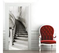 A.Monamour Adesivo Porta Autoadesiva 3D Scala Interna Retrò Vinile PVC Adesivi per Porte Interne Pellicola Adesiva Poster Sticker Murale Parete Carta da Parati