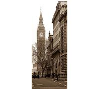 A.Monamour Adesivo Porta Autoadesiva 3D Scena Di Strada Di Londra Con Il Big Ben Vinile PVC Adesivi per Porte Interne Pellicola Adesiva Poster Sticker Murale Parete Carta da Parati