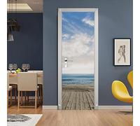 A.Monamour Adesivo Porta Autoadesiva 3D Spiaggia E Mare Tropicale In Una Giornata Di Sole Scenario Naturale Vinile PVC Adesivi per Porte Interne Pellicola Adesiva Poster Sticker Murale Parete