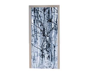 A.Monamour Adesivo Porta Autoadesiva 3D Tronchi In Bianco E Nero Della Foresta Di Pioppo Tremulo In Primavera Vinile PVC Adesivi per Porte Interne Pellicola Adesiva Poster Sticker Murale Parete