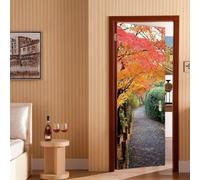 A.Monamour Adesivo Porta Autoadesiva 3D Un Percorso Attraverso Il Paesaggio Naturale Della Foresta Autunnale Dorata Vinile PVC Adesivi per Porte Pellicola Adesiva Poster Sticker Parete Carta da Parati