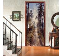 A.Monamour Adesivo Porta Autoadesiva 3D Un Sentiero Attraverso La Foresta Nel Paesaggio Naturale Mattutino Vinile PVC Adesivi per Porte Interne Pellicola Adesiva Poster Murale Parete 95x215cm
