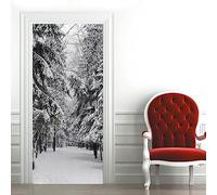 A.Monamour Adesivo Porta Autoadesiva 3D Un Sentiero Tra Alberi Coperti Di Neve In Inverno Vinile PVC Adesivi per Porte Interne Pellicola Adesiva Poster Sticker Murale Parete Carta da Parati 95x215cm