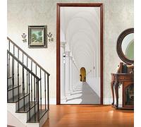 A.Monamour Adesivo Porta Autoadesiva 3D Una Galleria Architettonica Bianca Di Colonne Bianche Vinile PVC Adesivi per Porte Interne Pellicola Adesiva Poster Sticker Murale Parete Carta da Parati