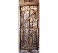 A.Monamour Adesivo Porta Autoadesiva 3D Una Porta Di Legno Chiusa In Una Vecchia Baracca Vinile PVC Adesivi per Porte Interne Pellicola Adesiva Poster Sticker Murale Parete Carta da Parati
