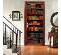 A.Monamour Adesivo Porta Autoadesiva 3D Vecchi Libri Sullo Sfondo Della Libreria Scaffale In Legno Vinile PVC Adesivi per Porte Interne Pellicola Adesiva Poster Murale Parete Carta da Parati 85x215cm