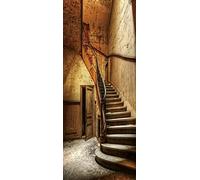 A.Monamour Adesivo Porta Autoadesiva 3D Vecchia Scala In Un Ufficio Centrale Abbandonato Vinile PVC Adesivi per Porte Interne Pellicola Adesiva Poster Sticker Murale Parete Carta da Parati