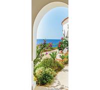 A.Monamour Adesivo Porta Autoadesiva 3D Vecchio Arco Di Legno Nella Fortezza Vinile PVC Adesivi per Porte Interne Pellicola Adesiva Poster Sticker Murale Parete Carta da Parati