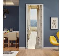 A.Monamour Adesivo Porta Autoadesiva 3D Vista Sul Mare Dal Balcone Vinile PVC Adesivi per Porte Interne Pellicola Adesiva Poster Sticker Murale Parete Carta da Parati 90x200cm