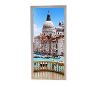 A.Monamour Adesivo Porta Autoadesiva Balcone Canal Grande Basilica Santa Maria Della Salute Venezia Italia PVC Adesivi per Porte Interne Pellicola Adesiva Sticker Murale Decorazione da Parete
