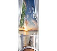 A.Monamour Adesivo Porta Autoadesiva Balcone Vista Alba sul Mare Vinile PVC Adesivi per Porte Interne 3D Pellicola Adesiva Poster Sticker Murale Parete Carta da Parati