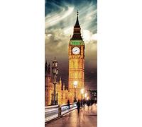 A.Monamour Adesivo Porta Autoadesiva Big Ben A Londra al Tramonto Vinile PVC Adesivi per Porte Interne 3D Pellicola Adesiva Poster Sticker Murale Parete Carta da Parati