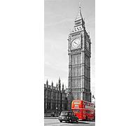 A.Monamour Adesivo Porta Autoadesiva Bus Rosso sul Ponte di Westminster Il Big Ben La Casa Parlamento di Londra Vinile PVC per Porte 3D Pellicola Adesiva Poster Sticker Murale Parete Carta da Parati