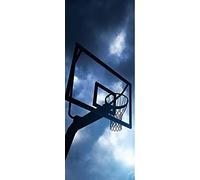A.Monamour Adesivo Porta Autoadesiva Canestro da Basket Contro Il Cielo Nuvoloso Scuro Vinile PVC Adesivi per Porte Interne 3D Pellicola Adesiva Poster Sticker Murale Parete Carta da Parati