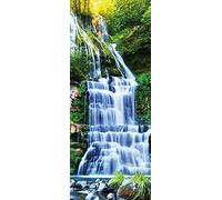 A.Monamour Adesivo Porta Autoadesiva Cascata Nella Foresta Vinile PVC Adesivi per Porte Interne 3D Pellicola Adesiva Poster Sticker Murale Parete Carta da Parati