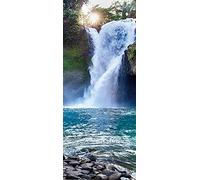 A.Monamour Adesivo Porta Autoadesiva Cascata Tegenungan tra Giungla A Bali Indonesia Vinile PVC Adesivi per Porte Interne 3D Pellicola Adesiva Poster Sticker Murale Parete Carta da Parati