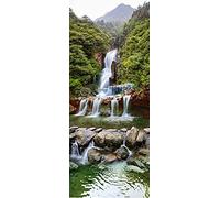 A.Monamour Adesivo Porta Autoadesiva Cascata Tra Il Verde Della Foresta Paesaggio Naturale Vinile PVC Adesivi per Porte Interne 3D Pellicola Adesiva Poster Sticker Murale Parete Carta da Parati