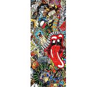 A.Monamour Adesivo Porta Autoadesiva Collage di Musica su Un Muro di Mattoni Graffiti Arte Astratta Vinile PVC Adesivi per Porte Interne 3D Pellicola Adesiva Poster Sticker Murale Parete