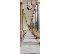 A.Monamour Adesivo Porta Autoadesiva Colonnato con Il Mulino Dell'Orologio Colonnato A Karlovy Vary Vinile PVC Adesivi per Porte 3D Pellicola Adesiva Poster Sticker Murale Parete Carta da Parati