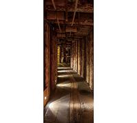 A.Monamour Adesivo Porta Autoadesiva Corridoio Sotterraneo In Legno Nella Miniera Di Sale Di Wieliczka Polonia Vinile PVC Adesivi per Porte Interne 3D Pellicola Adesiva Poster Sticker Murale Parete