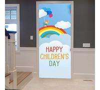 A.Monamour Adesivo Porta Autoadesiva Felice Giornata Dei Bambini Per La Celebrazione Internazionale Dei Bambini Vinile PVC Adesivi per Porte Interne 3D Pellicola Adesiva Poster Sticker Murale