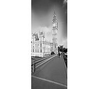 A.Monamour Adesivo Porta Autoadesiva Il Big Ben Londra Street View dal Ponte di Westminster in Bianco Nero Vinile PVC Adesivi per Porte Interne 3D Pellicola Adesiva Poster Sticker Murale Parete