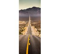 A.Monamour Adesivo Porta Autoadesiva Infinita Strada Diritta Attraverso Il Parco Nazionale Della Valle Della Morte California Usa Vinile PVC Adesivi per Porte 3D Adesiva Poster Sticker Murale