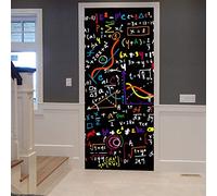 A.Monamour Adesivo Porta Autoadesiva Matematica Formule Matematiche E Calcoli Scritti Sulla Lavagna Vinile PVC Adesivi per Porte Interne 3D Pellicola Adesiva Poster Sticker Murale Decorazione
