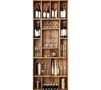 A.Monamour Adesivo Porta Autoadesiva Mensola Portabottiglie in Legno con Bottiglie di Vino Rosso in Un Bar Vinile PVC Adesivi per Porte 3D Pellicola Adesiva Poster Sticker Murale Parete