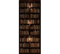 A.Monamour Adesivo Porta Autoadesiva Misteriosa Vecchia Libreria Libreria Con Illuminazione A Candela Vinile PVC Adesivi per Porte 3D Pellicola Adesiva Poster Sticker Murale Parete Carta da Parati