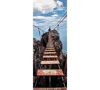 A.Monamour Adesivo Porta Autoadesiva Ponte Sospeso sulla Scogliera di Montagna Natura Paesaggio Vinile PVC Adesivi per Porte Interne 3D Pellicola Adesiva Poster Sticker Murale Parete Carta da Parati
