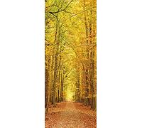 A.Monamour Adesivo Porta Autoadesiva Sentiero nel Bosco d'Autunno Vinile PVC Adesivi per Porte Interne 3D Pellicola Adesiva Poster Sticker Murale Parete Carta da Parati